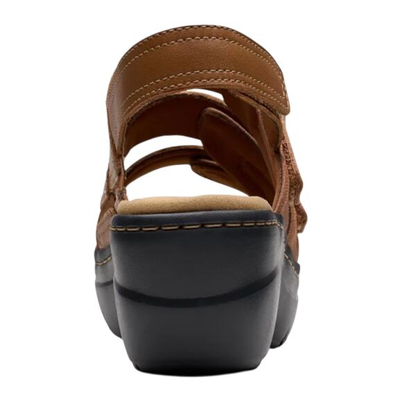 Clarks Women's Merliah 2 Bali Wedge Leather Platform Sandals Tan Size 5 1/2 - Picture 3 of 5